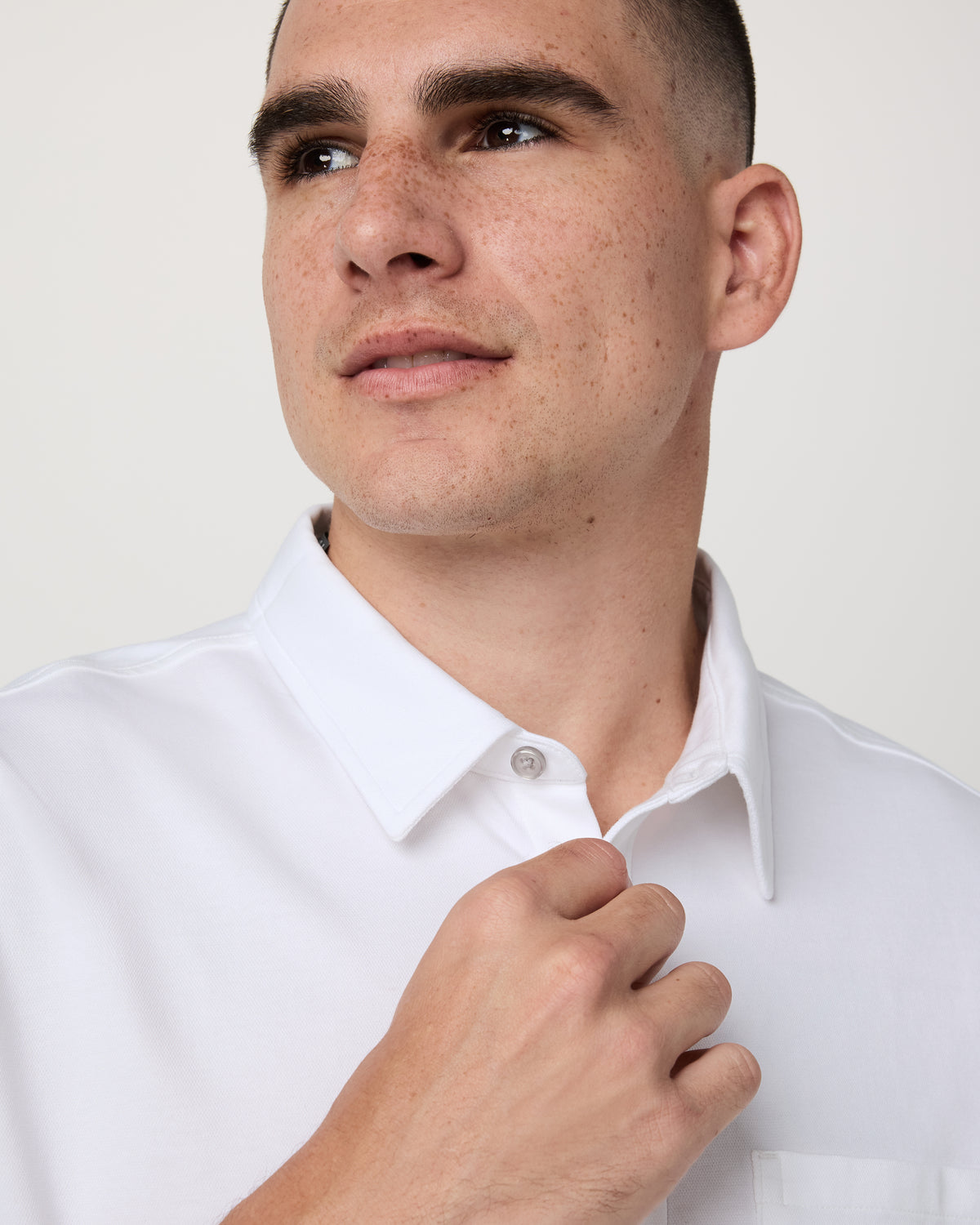 Short Sleeve Knit Oxford Button Down - Classic Fit White - Image 2