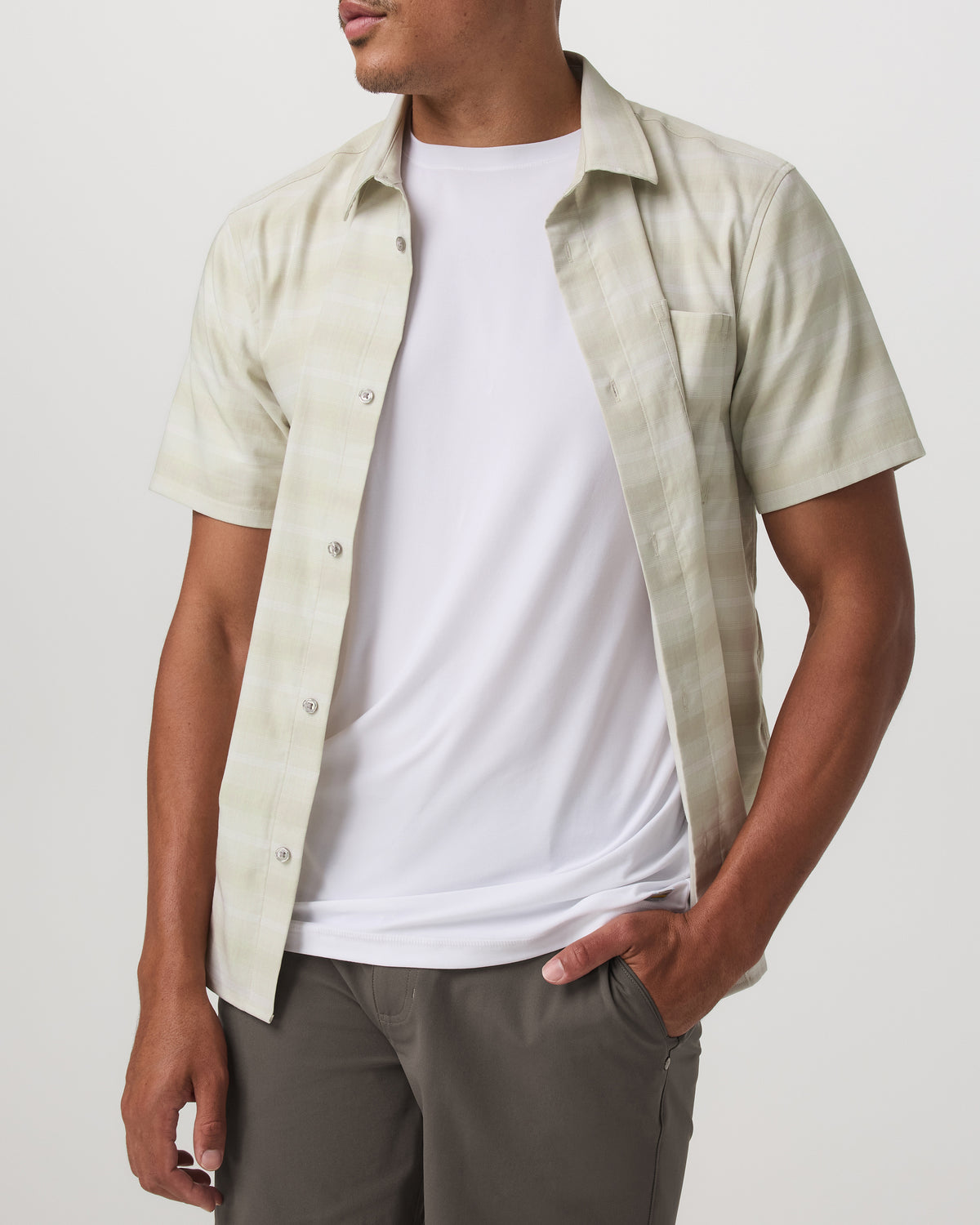 Men's Short Sleeve Plaid Button Down Shirt Sandalwood - Image 2