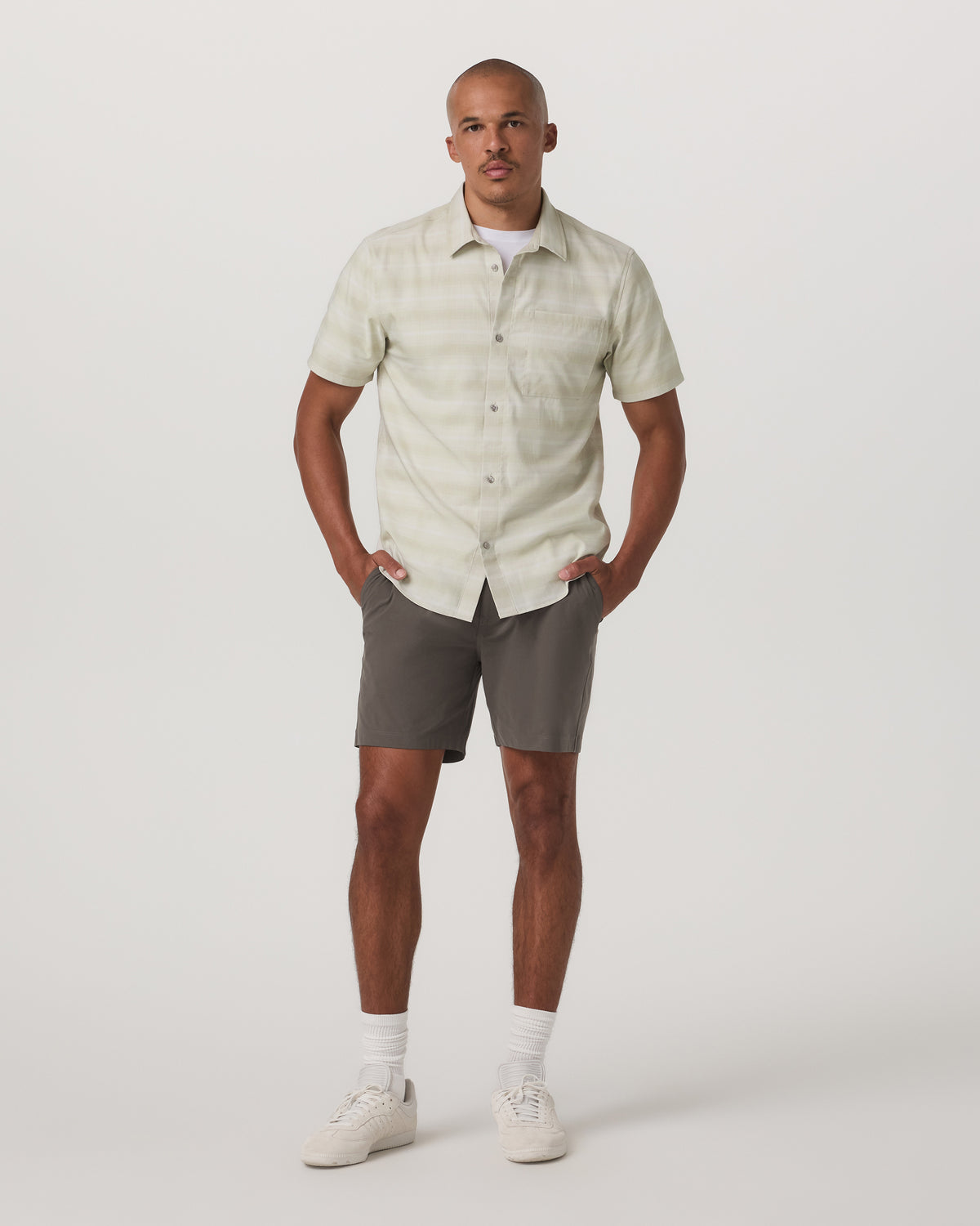 Men's Short Sleeve Plaid Button Down Shirt Sandalwood - Image 4