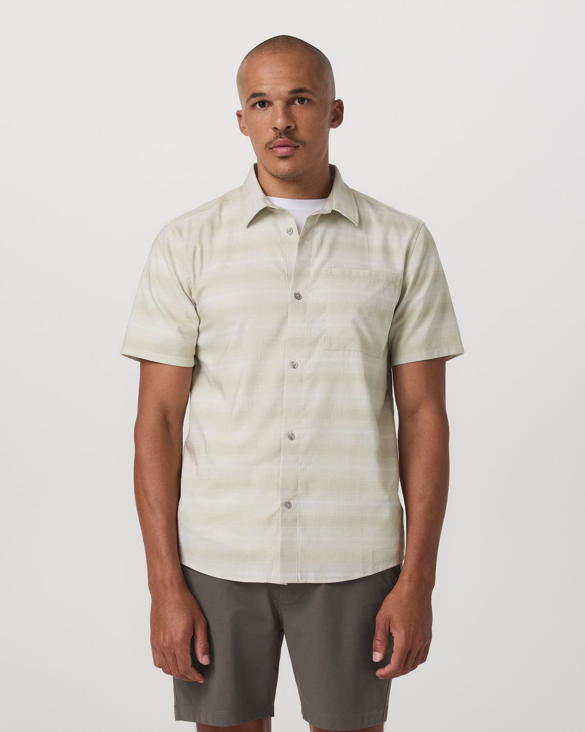 Men's Short Sleeve Plaid Button Down Shirt Sandalwood - Image 5
