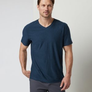 Strato Tech V-Neck Men's Navy Workout Shirt