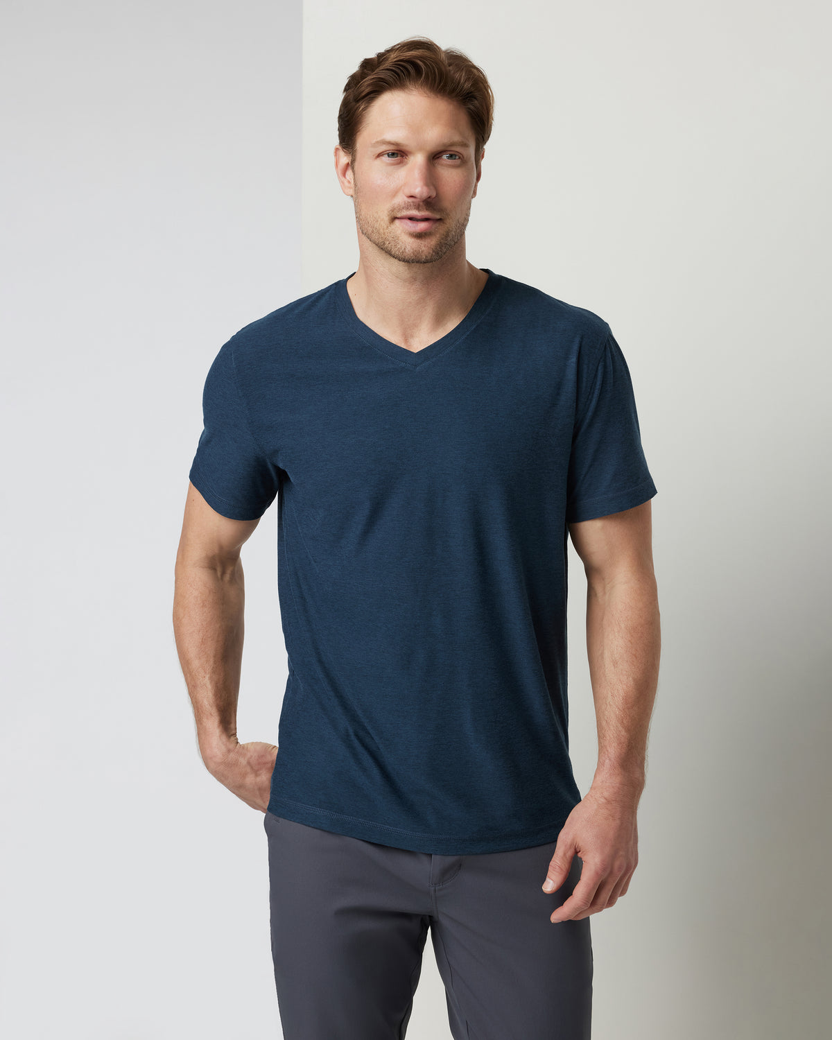 Strato Tech V-Neck Men's Navy Workout Shirt