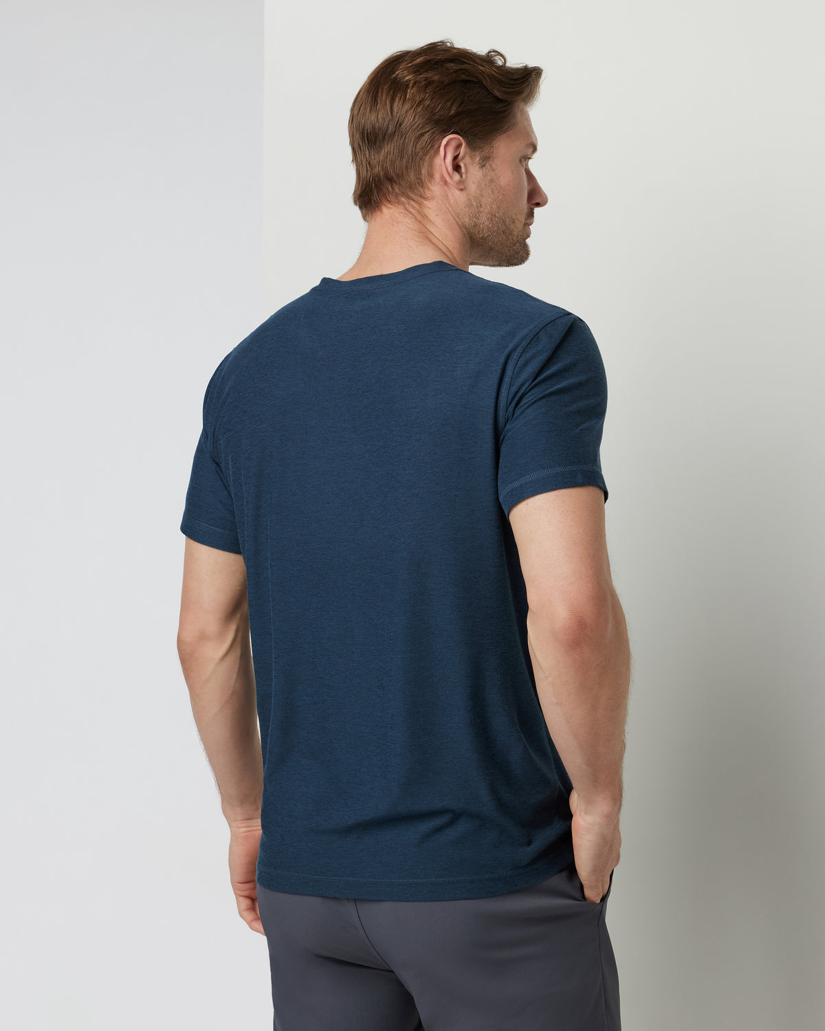 Strato Tech V-Neck Men's Navy Workout Shirt - Image 2