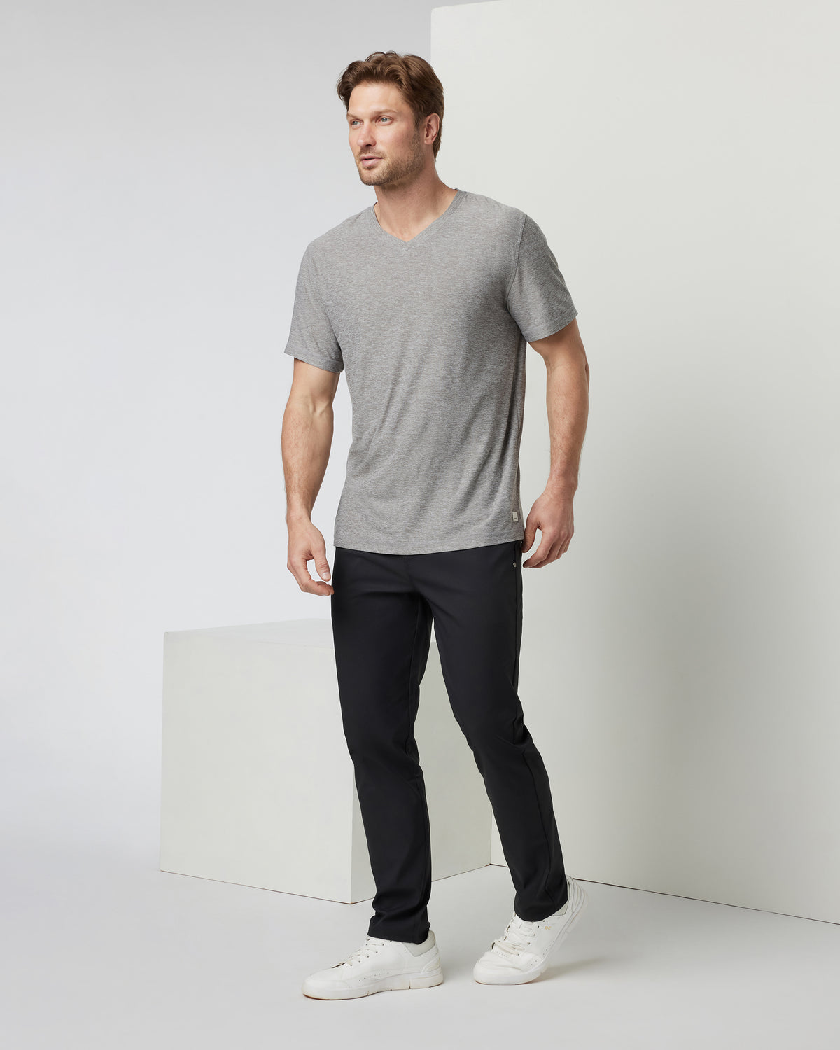 Strato Tech V-Neck Men's Heather Grey Shirt - Image 2