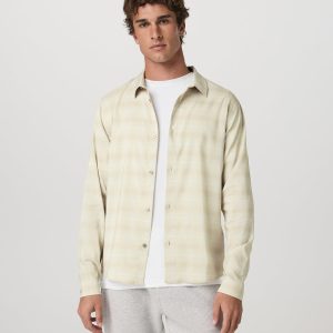 Men's Long Sleeve Plaid Button Down Shirt Sandalwood
