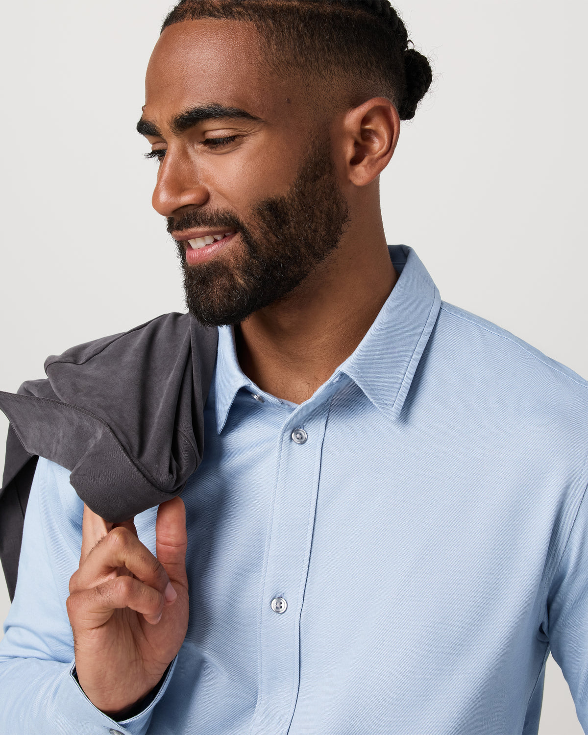 Men's Long Sleeve Knit Oxford Button Down Blue Dusk - Image 2