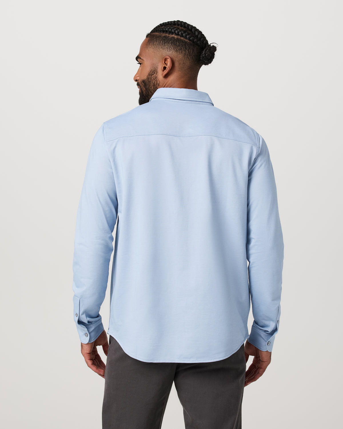 Men's Long Sleeve Knit Oxford Button Down Blue Dusk - Image 3