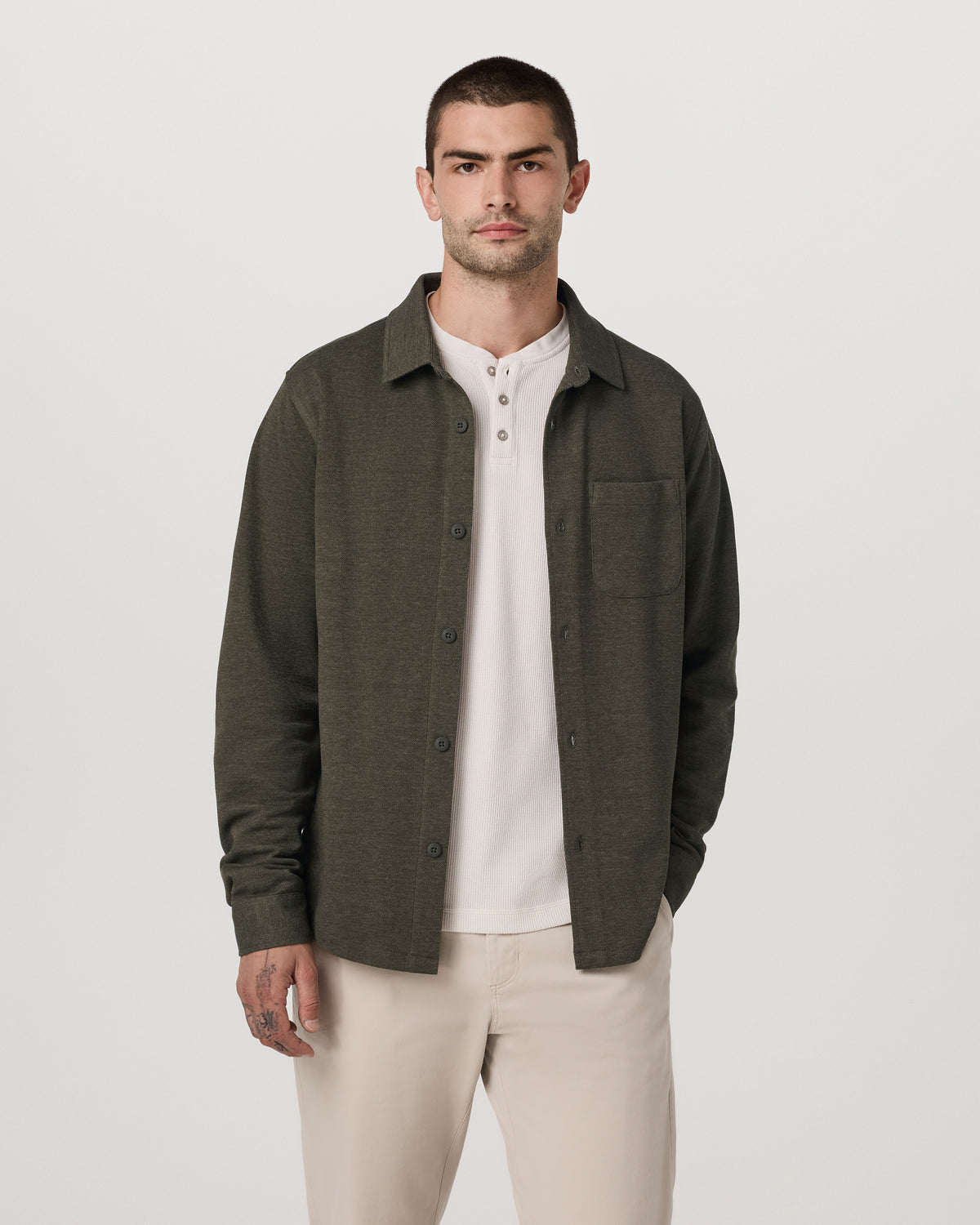 Jeffreys Overshirt Men's Olive Heather Button-Up Shirt