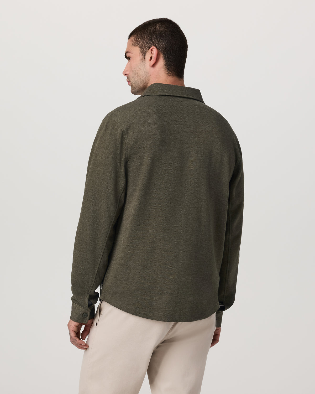 Jeffreys Overshirt Men's Olive Heather Button-Up Shirt - Image 5