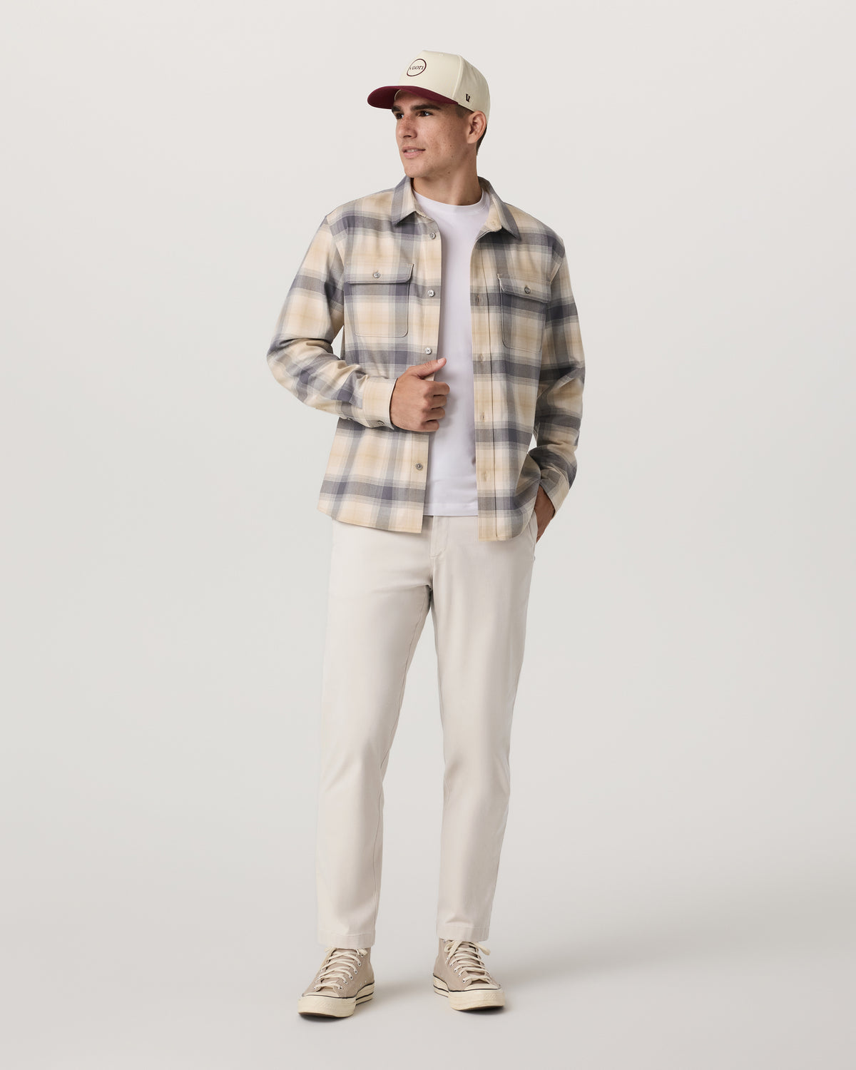 Long Sleeve Flannel Button Down Men's Cavern Grey Shirt - Image 2