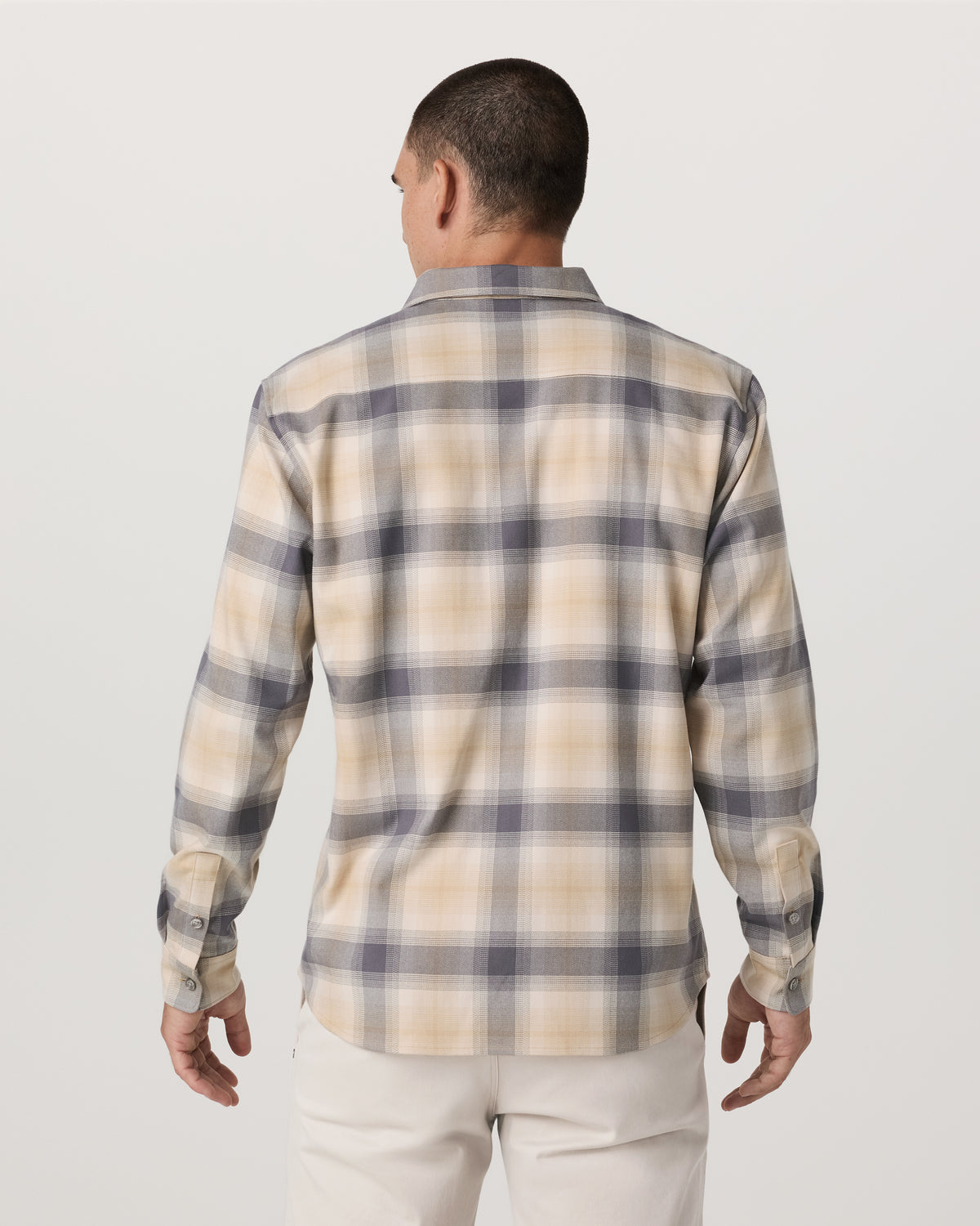 Long Sleeve Flannel Button Down Men's Cavern Grey Shirt - Image 4