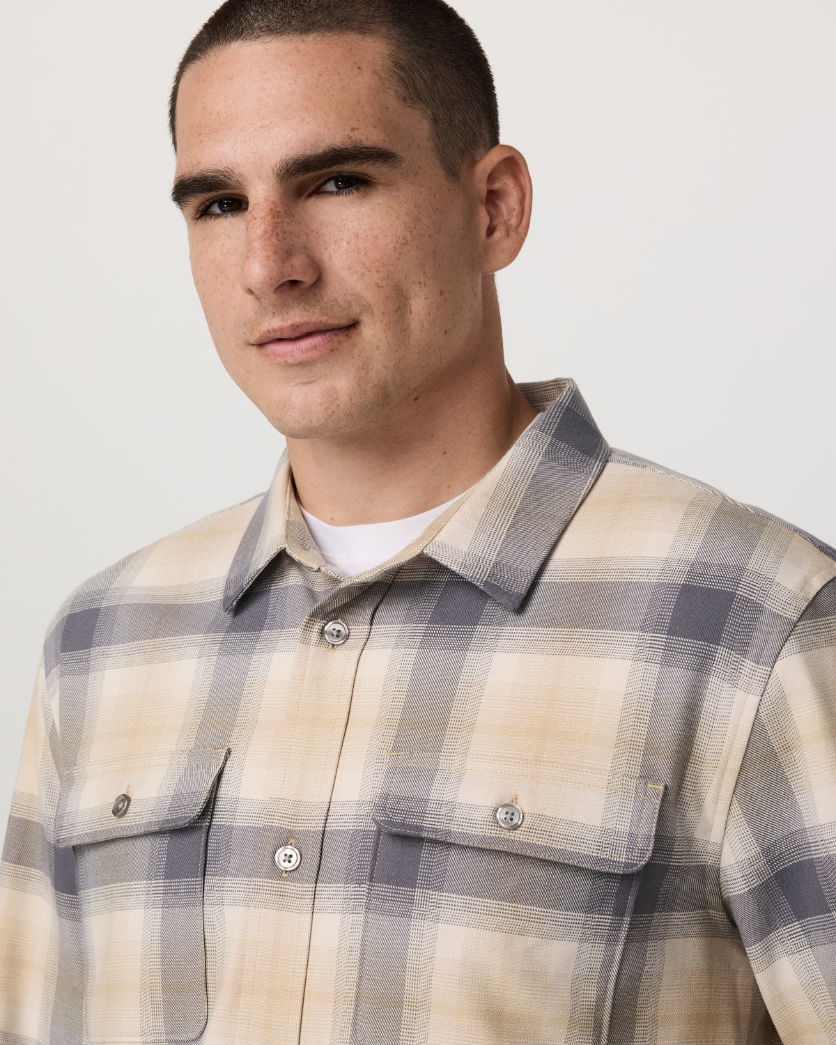 Long Sleeve Flannel Button Down Men's Cavern Grey Shirt - Image 5