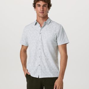 Short Sleeve Bridge Button Down Men's Frost Grey Shirt