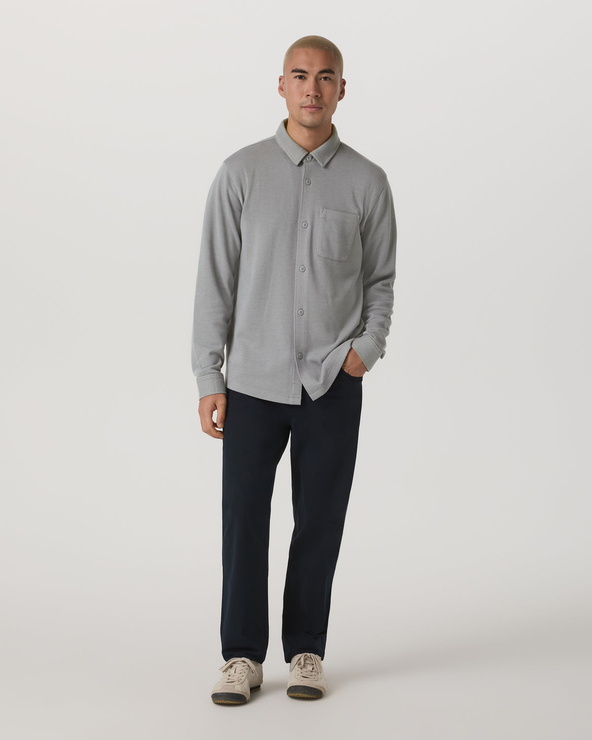 Jeffreys Overshirt Men's Grey Button-Up Shirt - Image 2