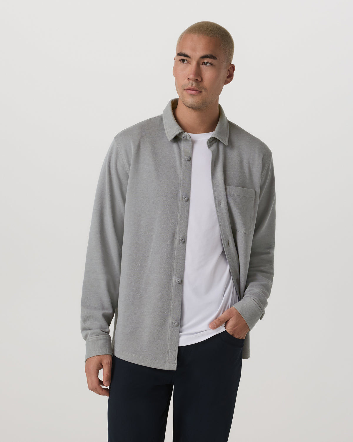 Jeffreys Overshirt Men's Grey Button-Up Shirt - Image 3