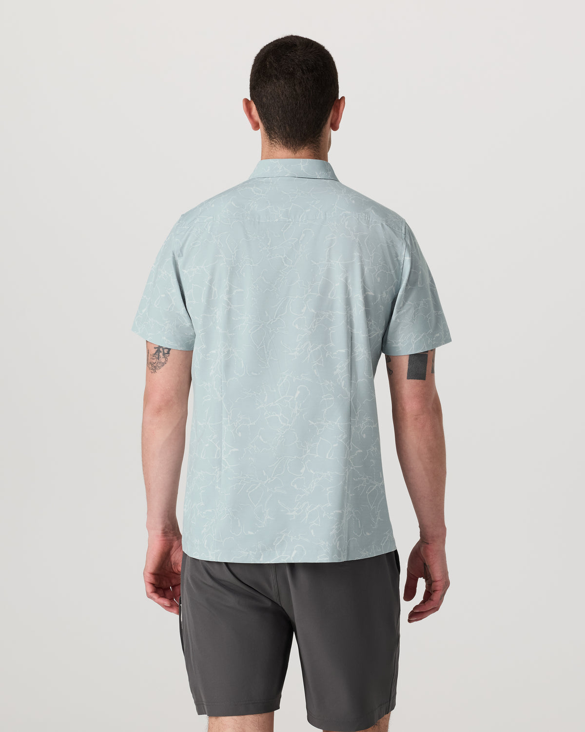 Short Sleeve Bridge Button Down Men's Chalk Blue Shirt - Image 3