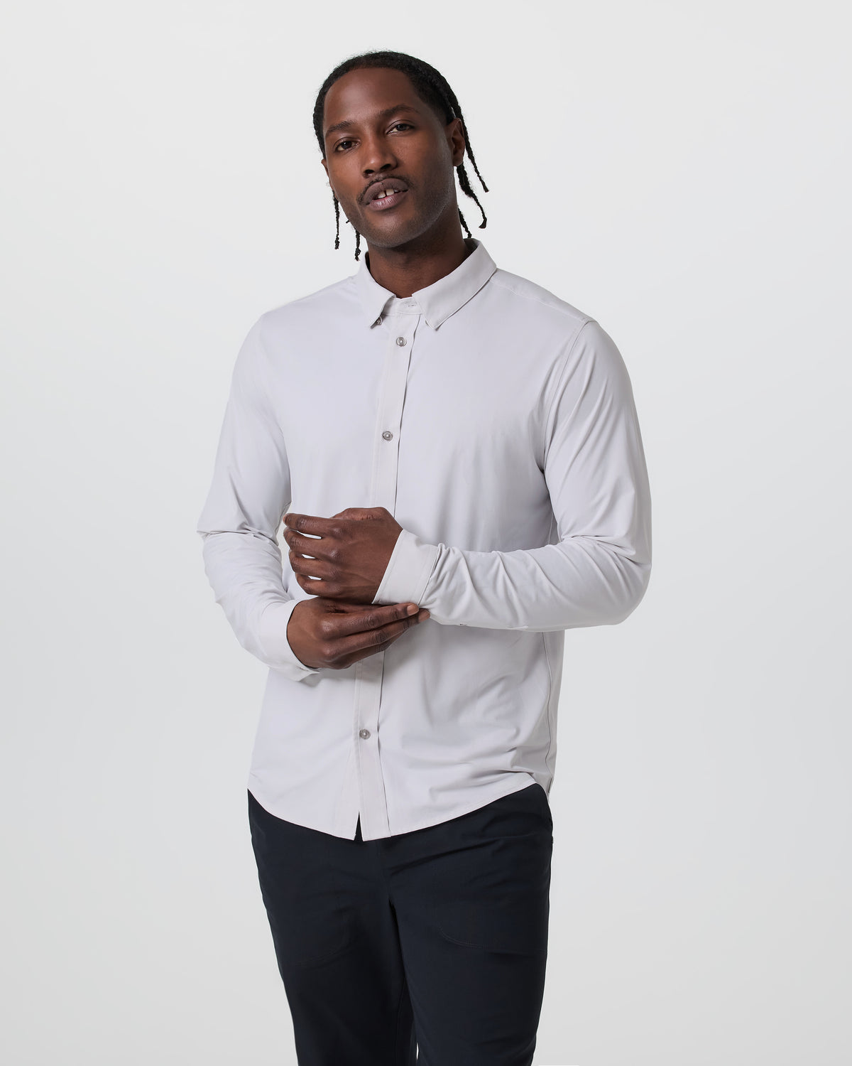 Long Sleeve TravelLite Button Down Frost Grey