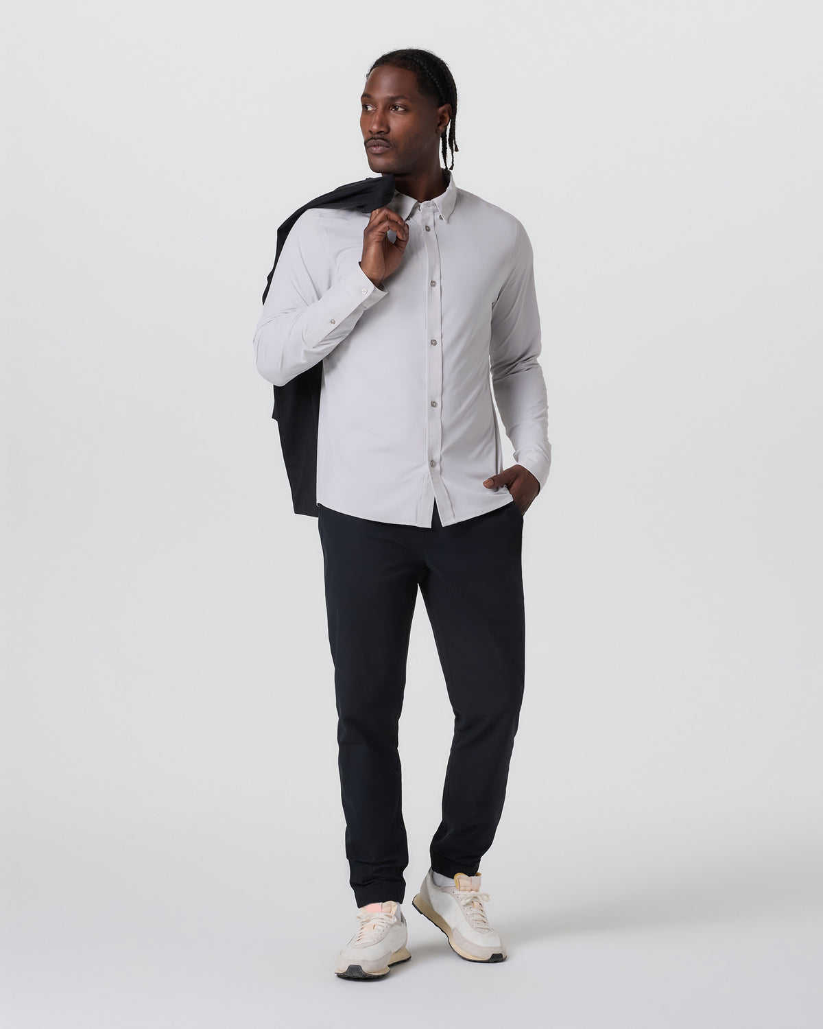 Long Sleeve TravelLite Button Down Frost Grey - Image 2