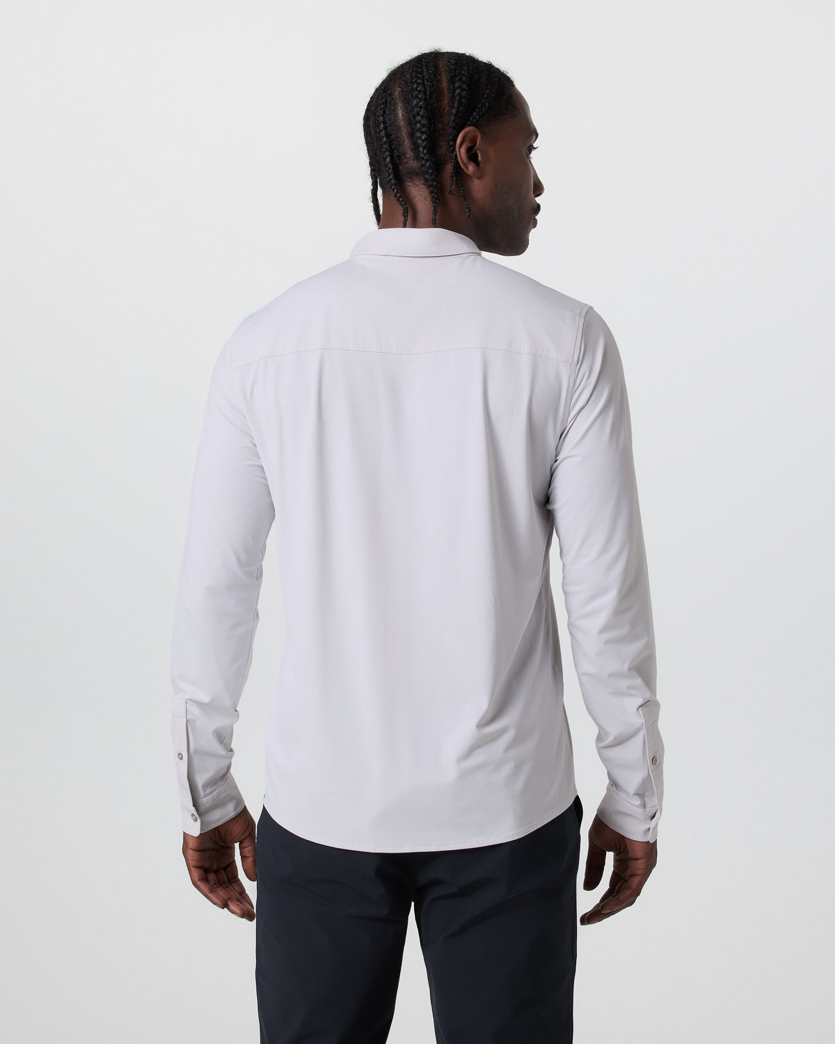 Long Sleeve TravelLite Button Down Frost Grey - Image 3