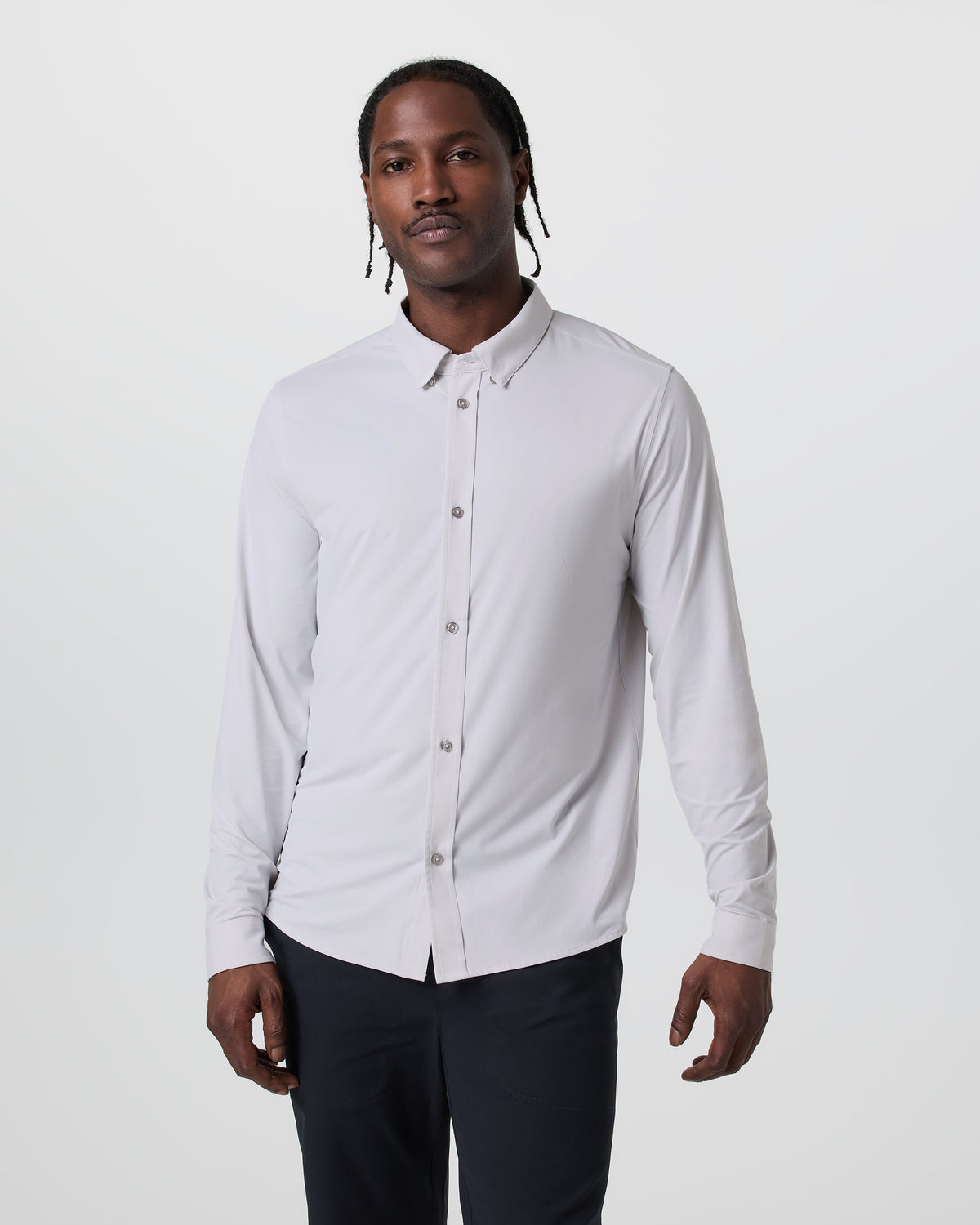 Long Sleeve TravelLite Button Down Frost Grey - Image 4