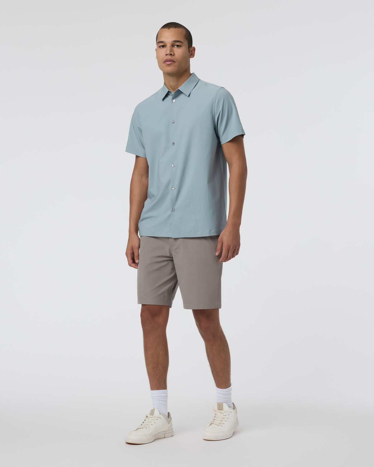 Short Sleeve Manhattan Button Down Men's Mist Shirt - Image 2