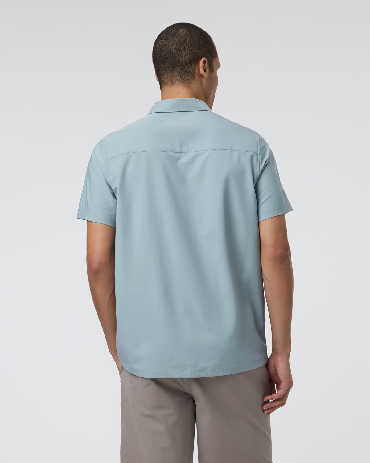 Short Sleeve Manhattan Button Down Men's Mist Shirt - Image 3