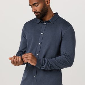 Men's Long Sleeve Ponto Button Down Azure Heather
