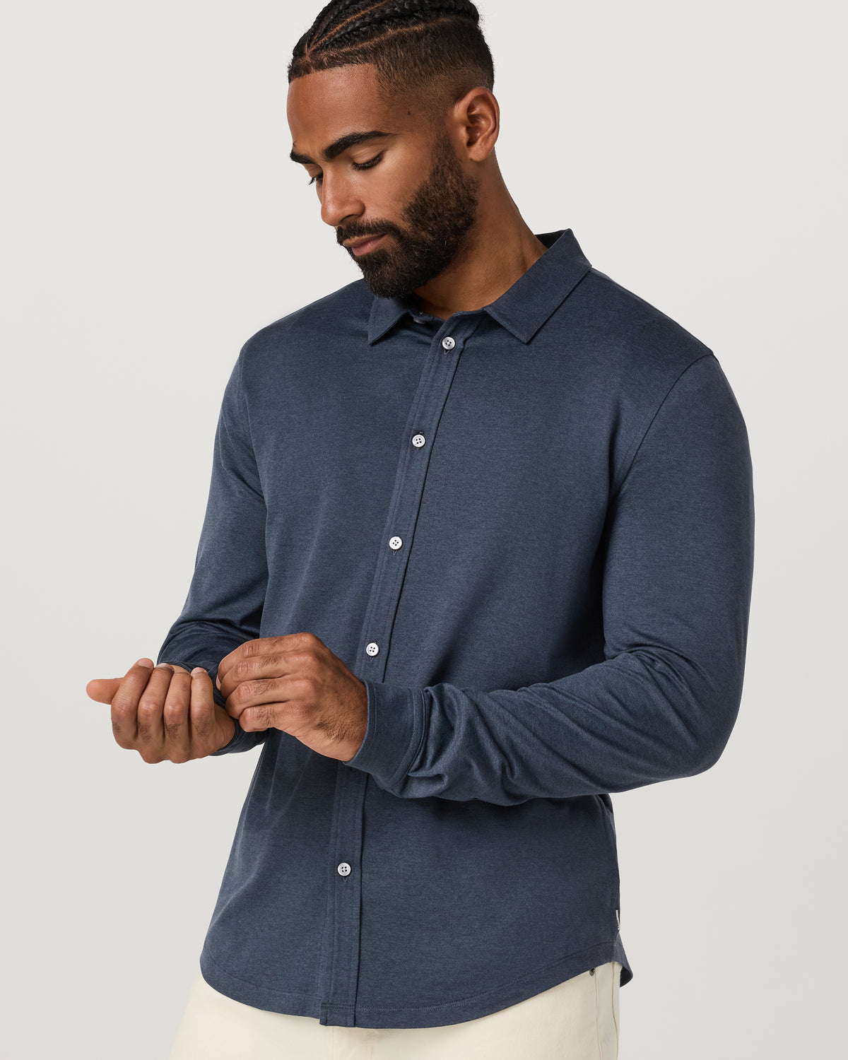 Men's Long Sleeve Ponto Button Down Azure Heather