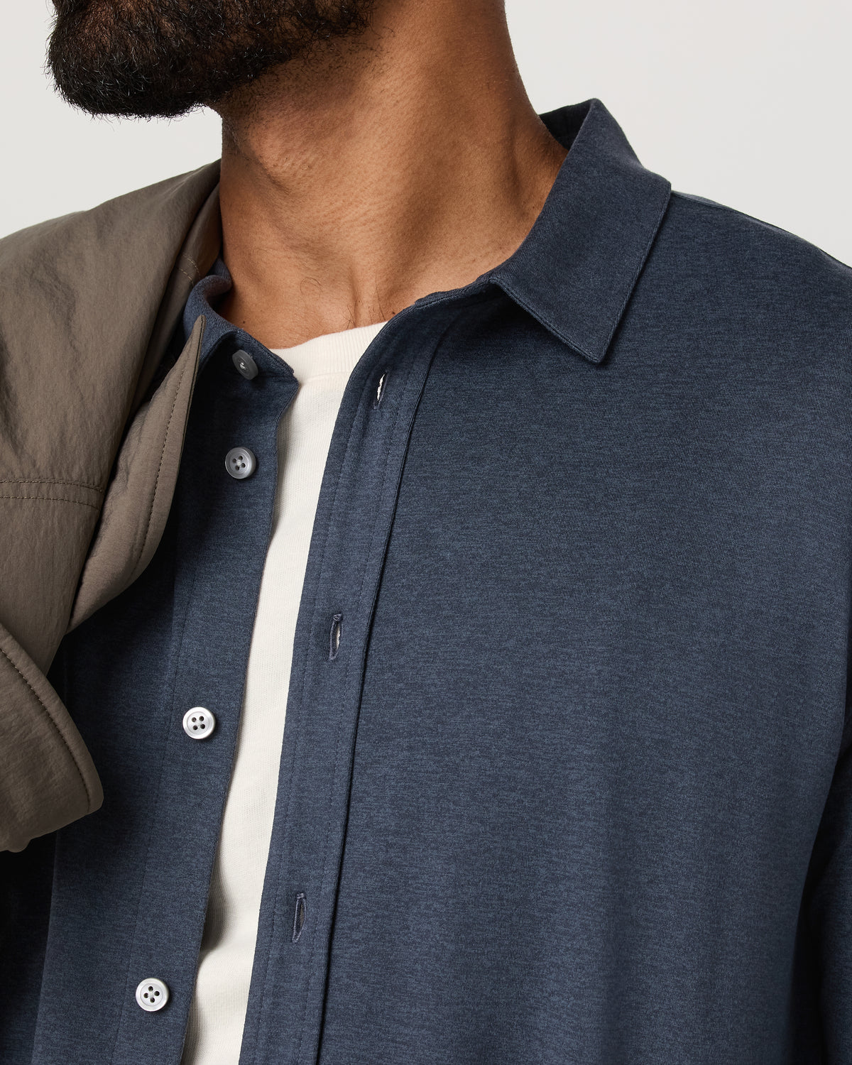 Men's Long Sleeve Ponto Button Down Azure Heather - Image 2