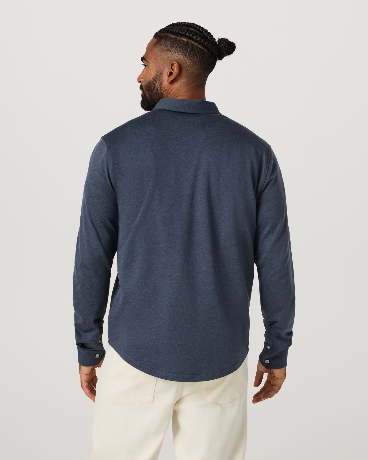 Men's Long Sleeve Ponto Button Down Azure Heather - Image 3