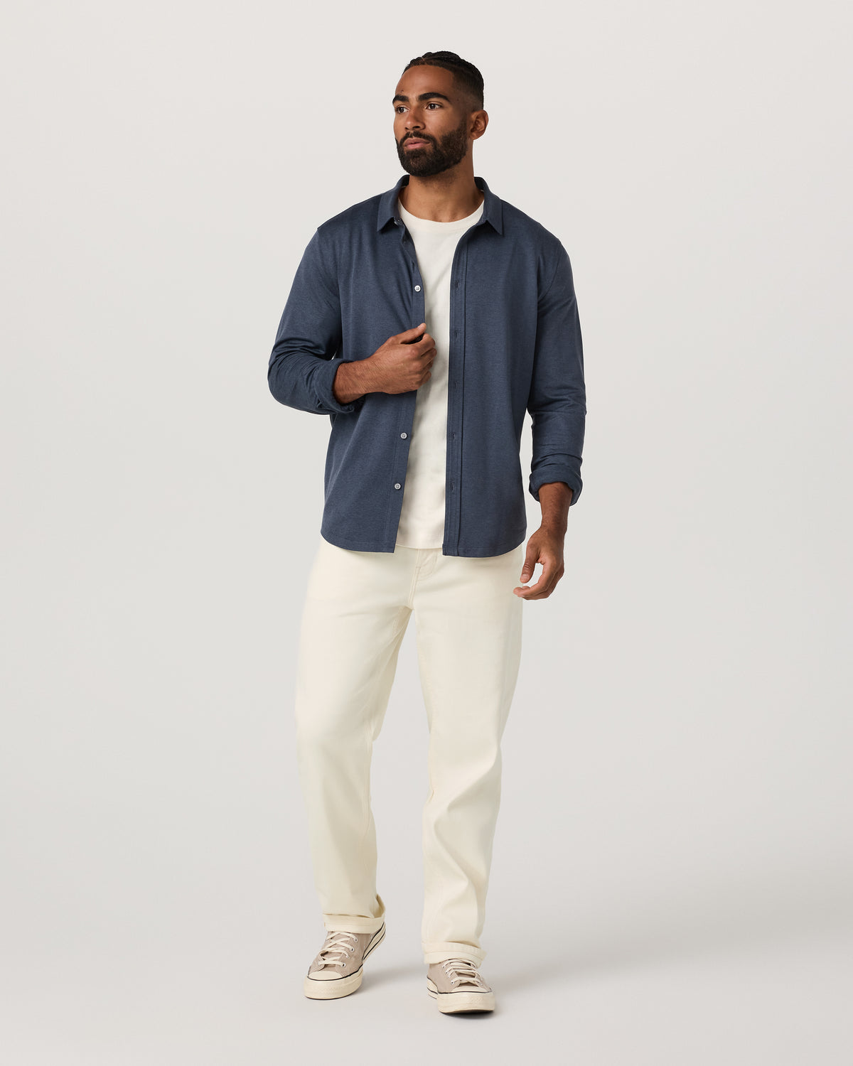 Men's Long Sleeve Ponto Button Down Azure Heather - Image 4