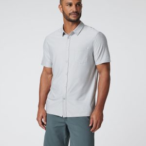 Short Sleeve Strato Button Down Men's Platinum Shirt