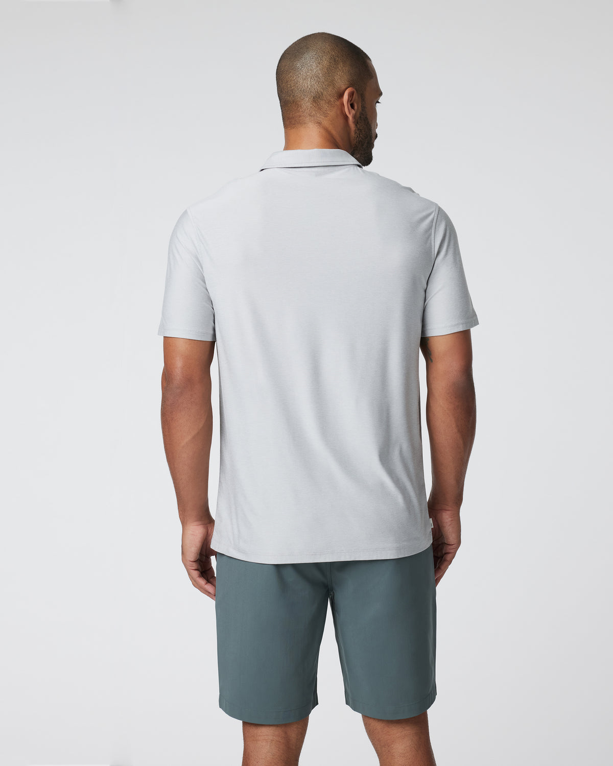 Short Sleeve Strato Button Down Men's Platinum Shirt - Image 2
