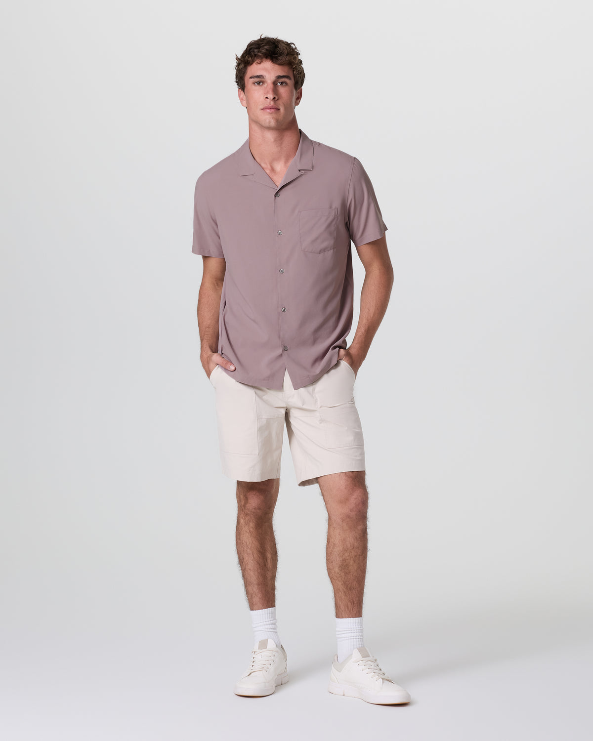 Seaport Button Down Men's Dark Umber Short Sleeve - Image 3