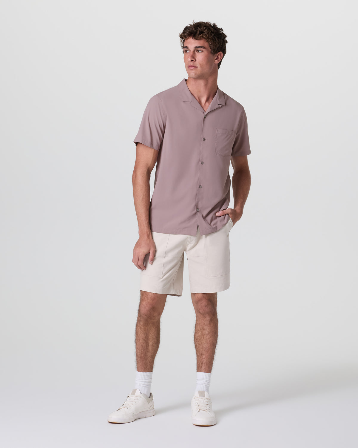 Seaport Button Down Men's Dark Umber Short Sleeve - Image 4