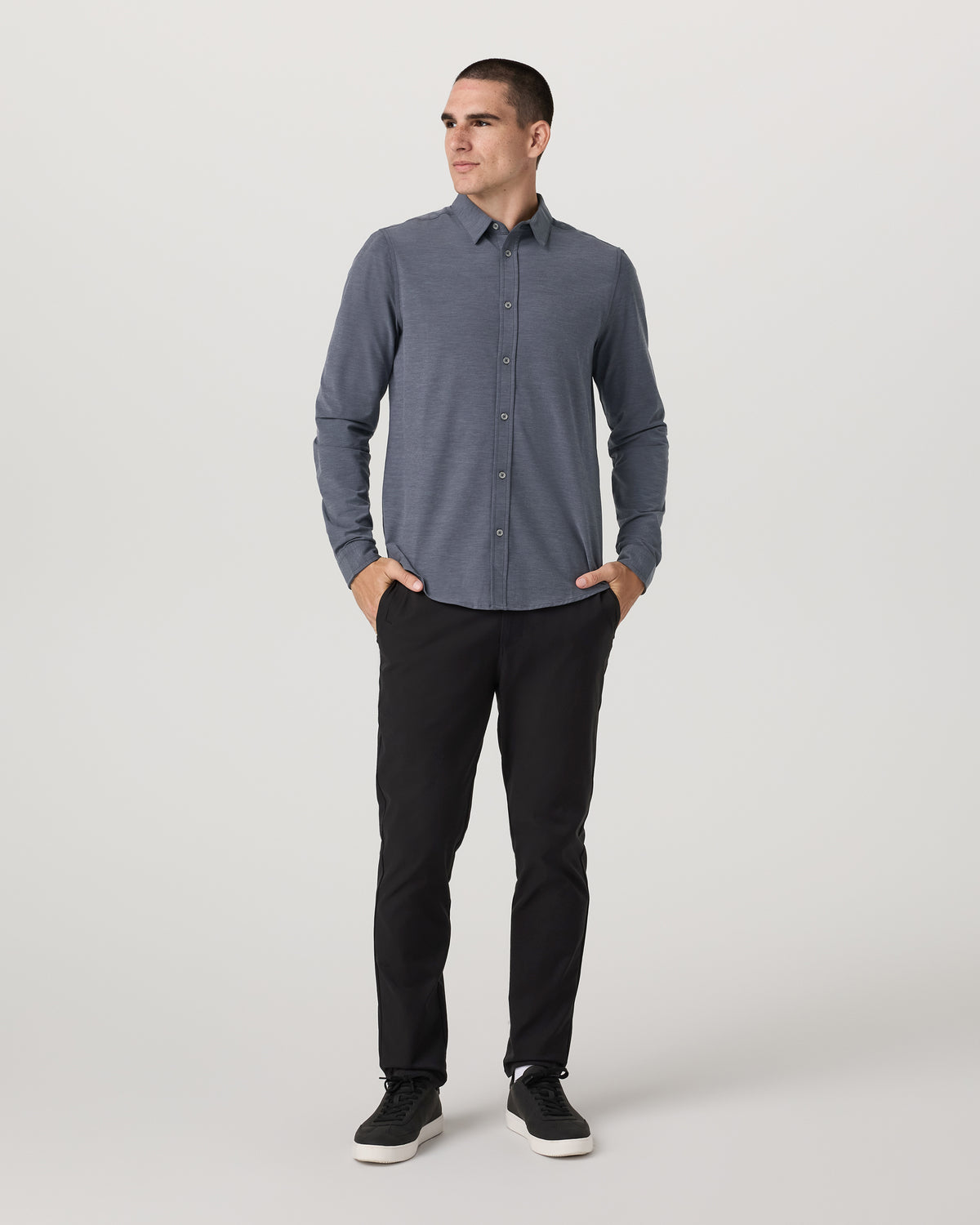 Long Sleeve Bridge Button Down Men's Moonlight Shirt - Image 4