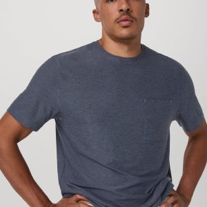 Short Sleeve Strato Pocket Tee-Relaxed Fit Dark Azure Heather