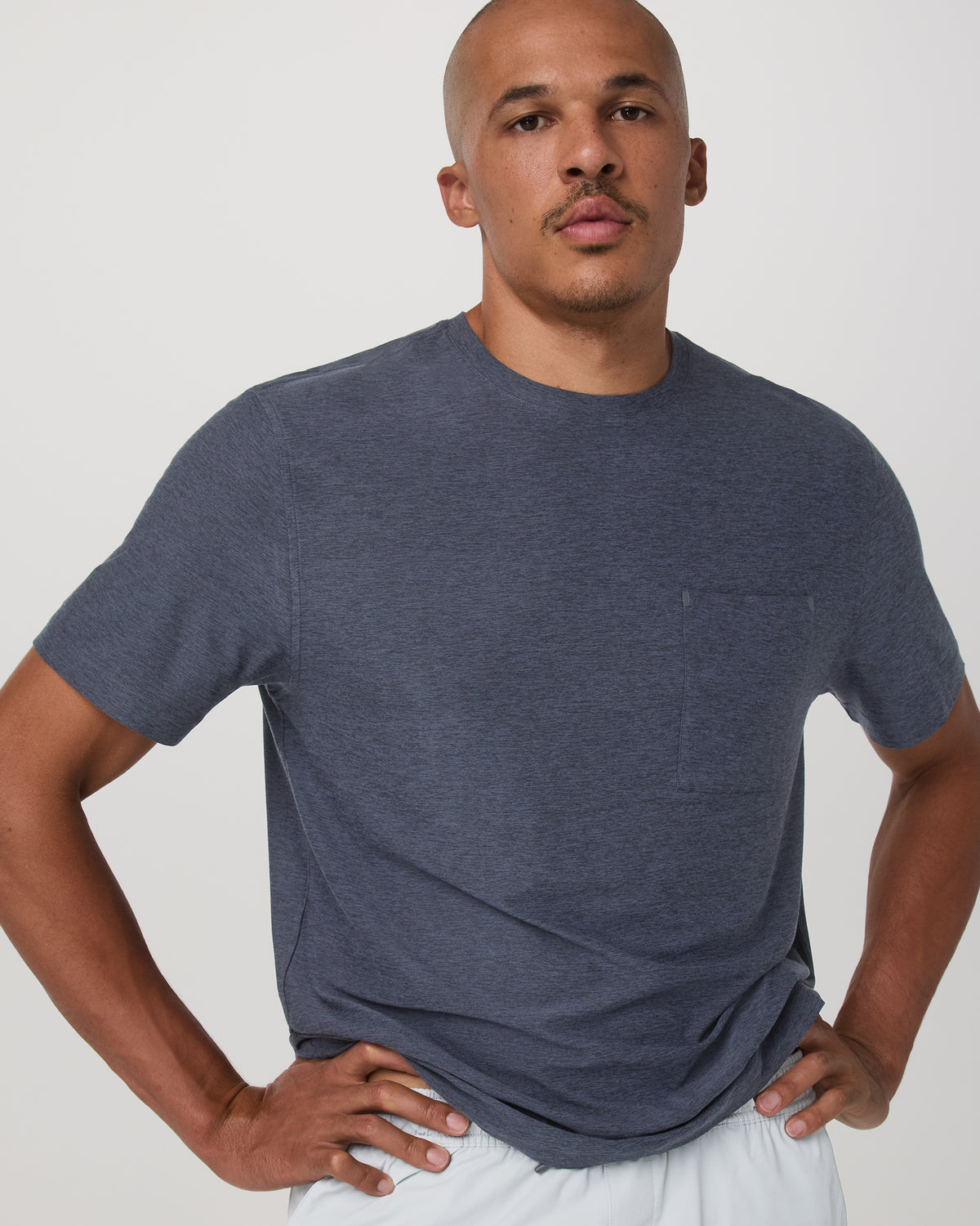 Short Sleeve Strato Pocket Tee-Relaxed Fit Dark Azure Heather