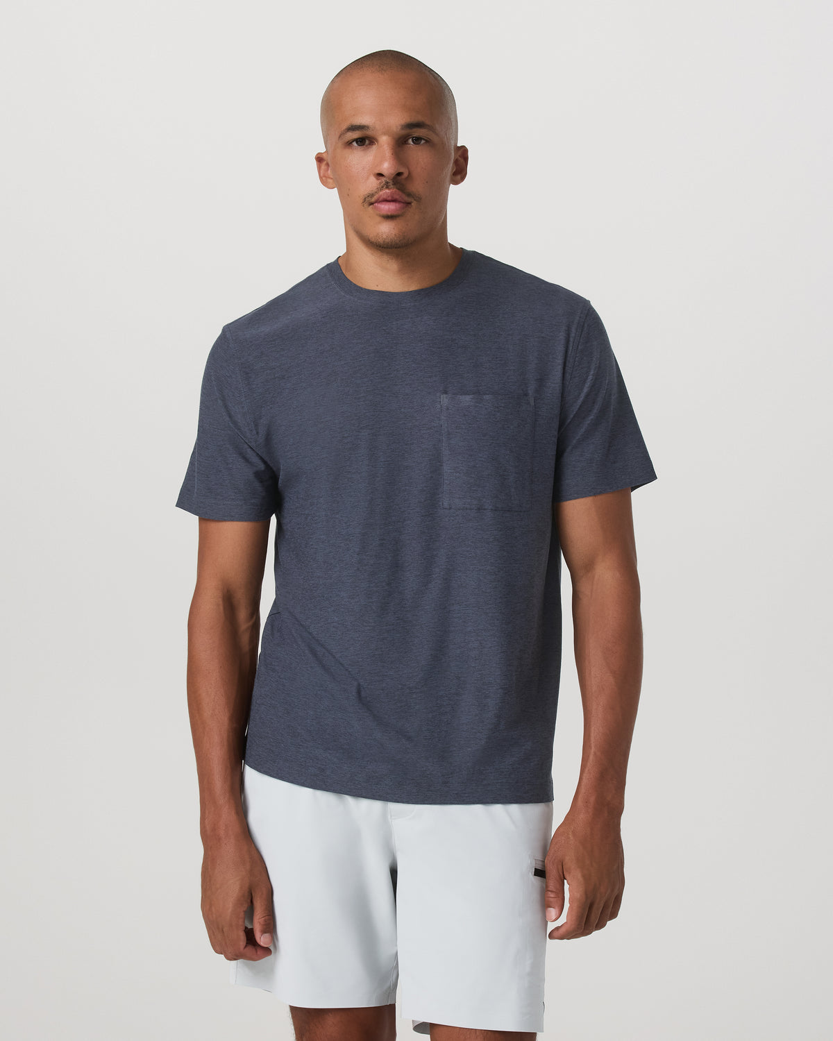 Short Sleeve Strato Pocket Tee-Relaxed Fit Dark Azure Heather - Image 2