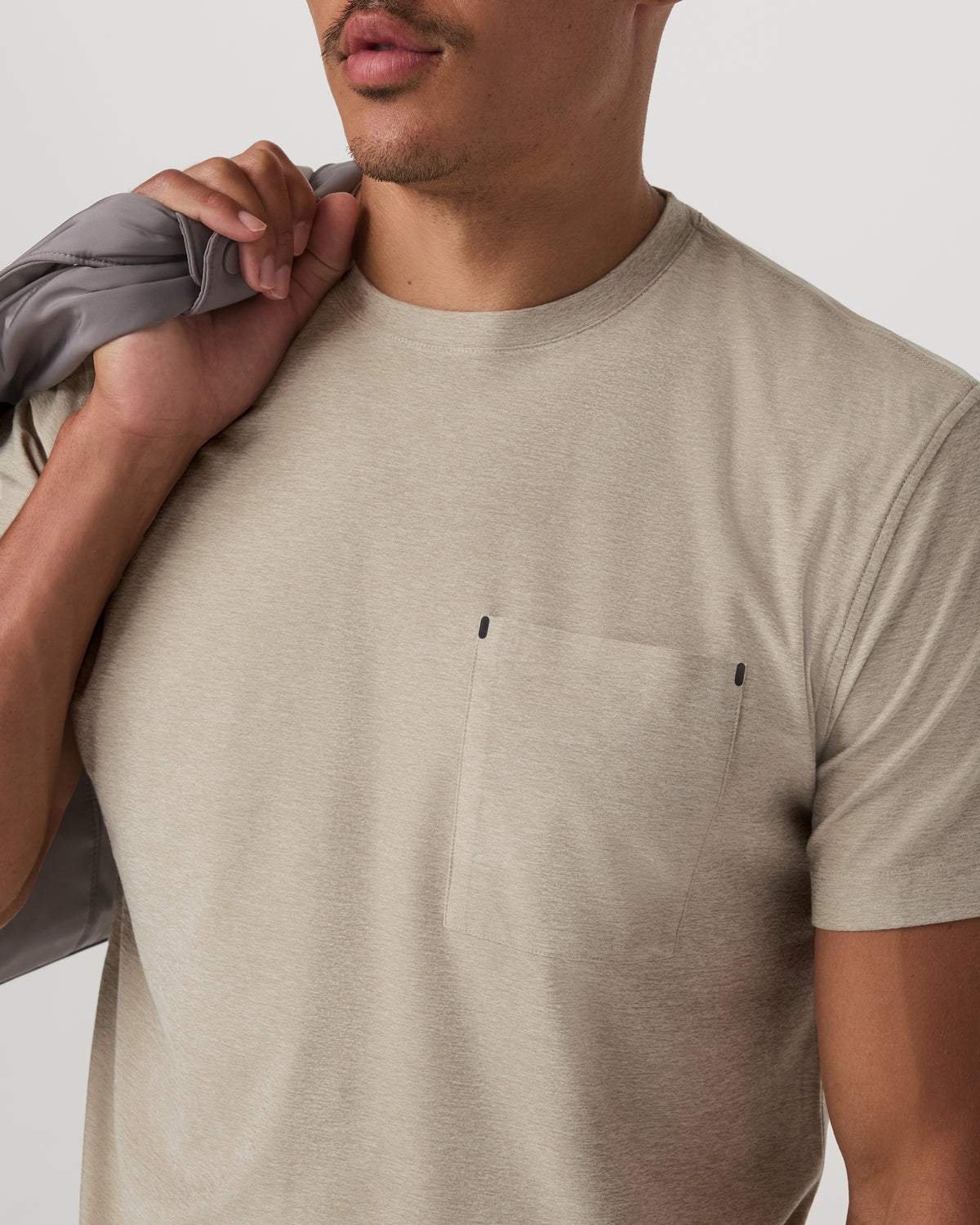 Short Sleeve Strato Pocket Tee-Relaxed Fit Truffle Heather - Image 2
