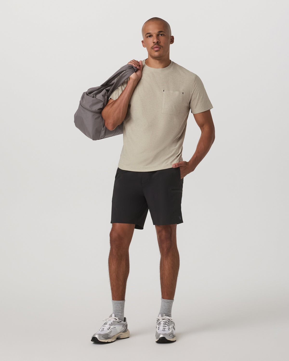 Short Sleeve Strato Pocket Tee-Relaxed Fit Truffle Heather - Image 4