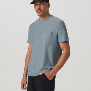 Short Sleeve Strato Pocket Tee-Relaxed Fit Dusty Blue Heather