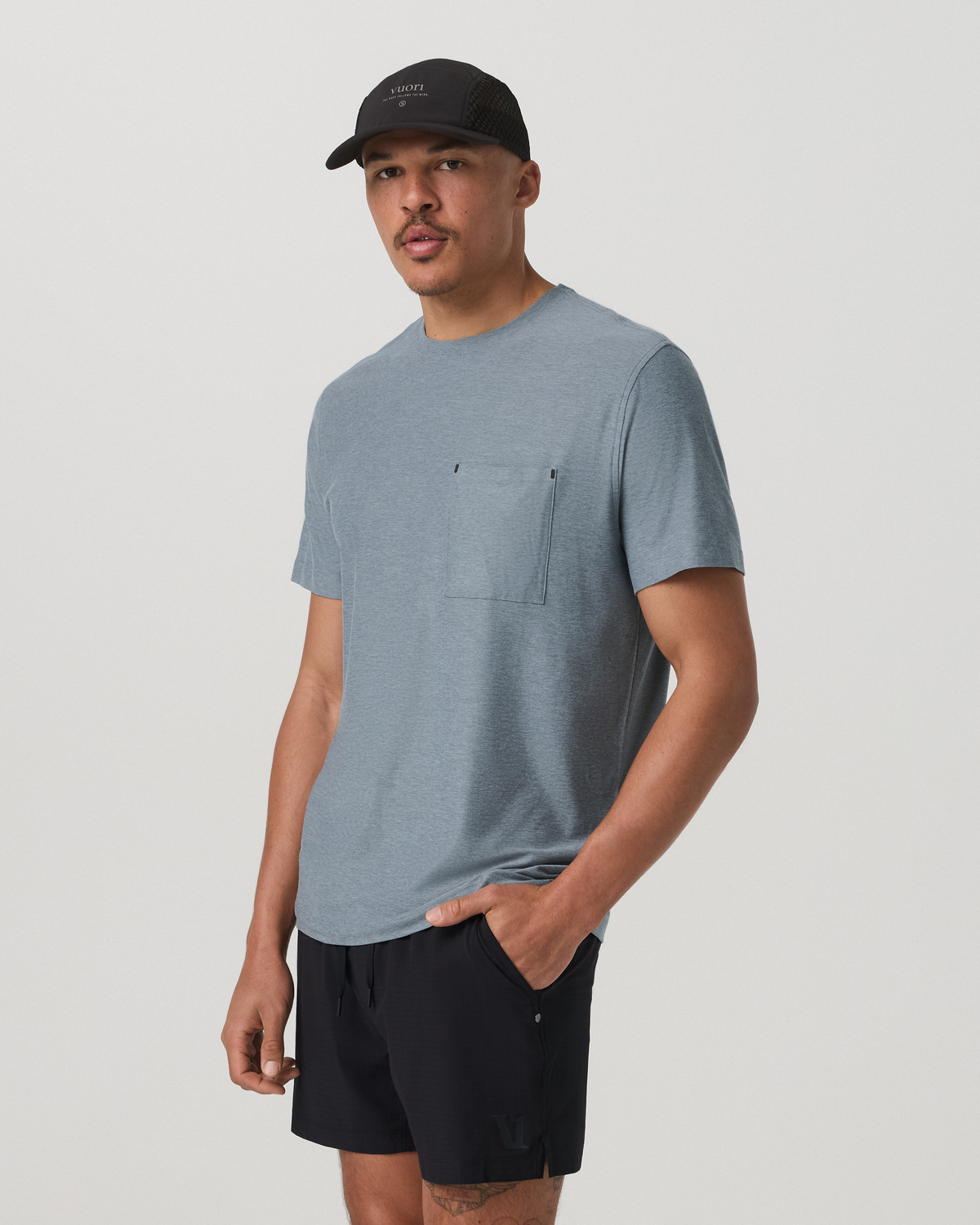 Short Sleeve Strato Pocket Tee-Relaxed Fit Dusty Blue Heather