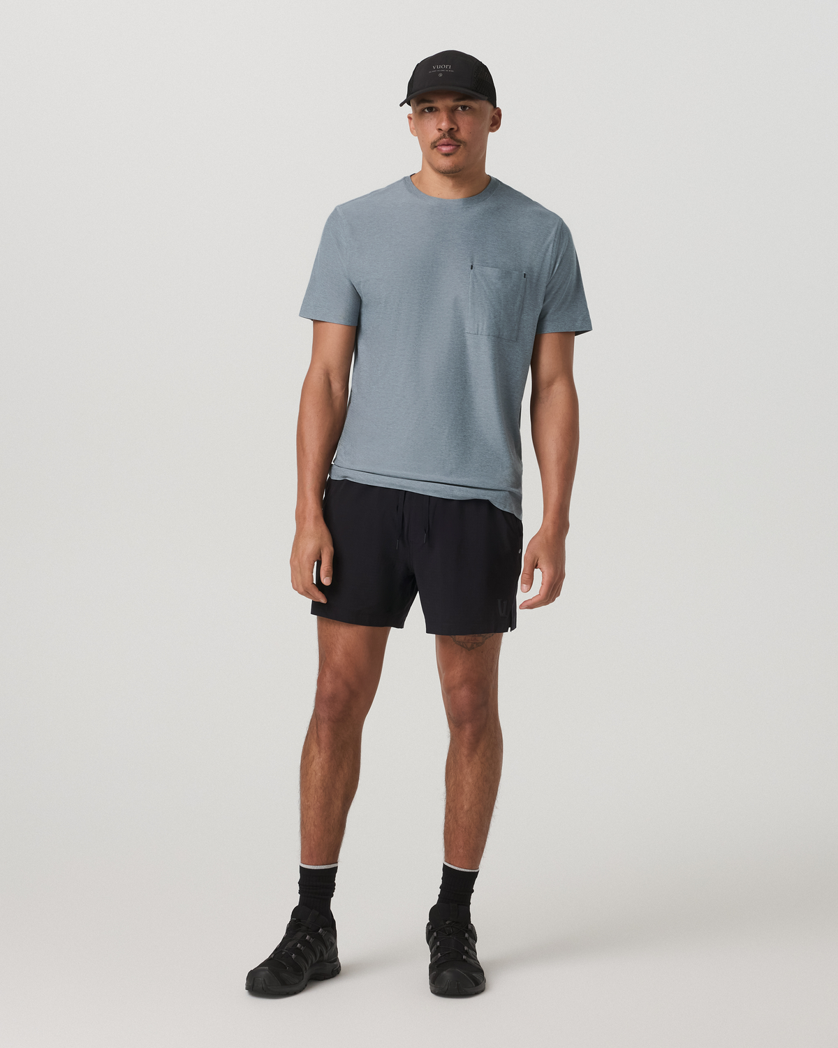 Short Sleeve Strato Pocket Tee-Relaxed Fit Dusty Blue Heather - Image 4