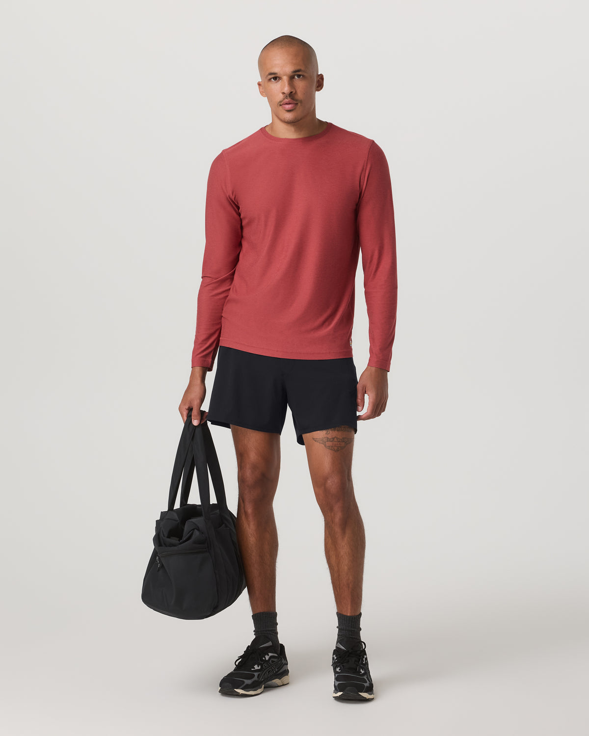 Long Sleeve Strato Tech Tee Fire Heather Workout Shirt - Image 4
