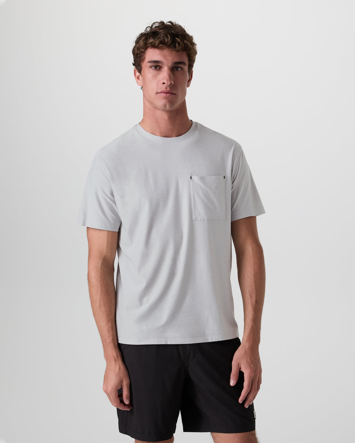 Short Sleeve Strato Pocket Tee - Relaxed Fit Platinum Heather