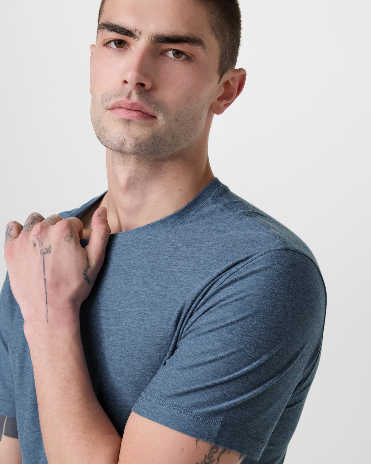 Strato Tech Tee Men's Pool Blue Workout Shirt - Image 2