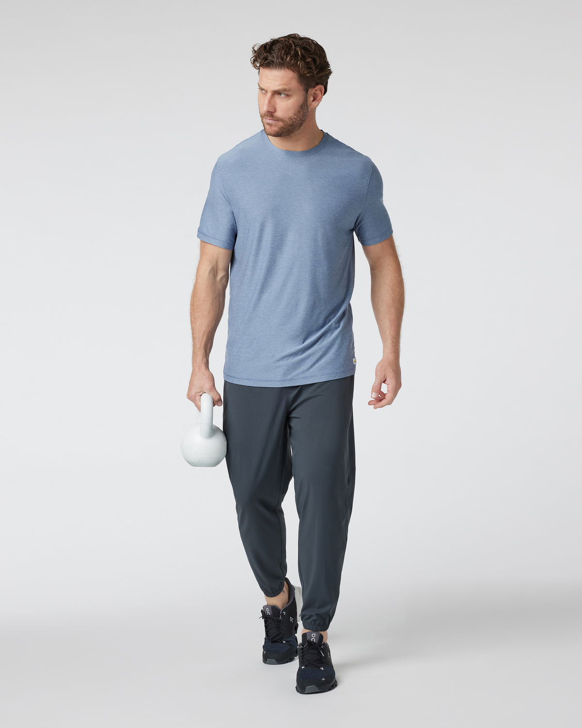 Strato Tech Tee Men's Chambray Heather Workout Shirt - Image 3