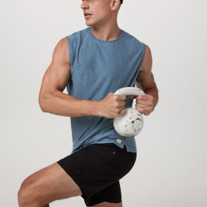 Strato Muscle Tee Men's Pool Blue Heather Tank Top