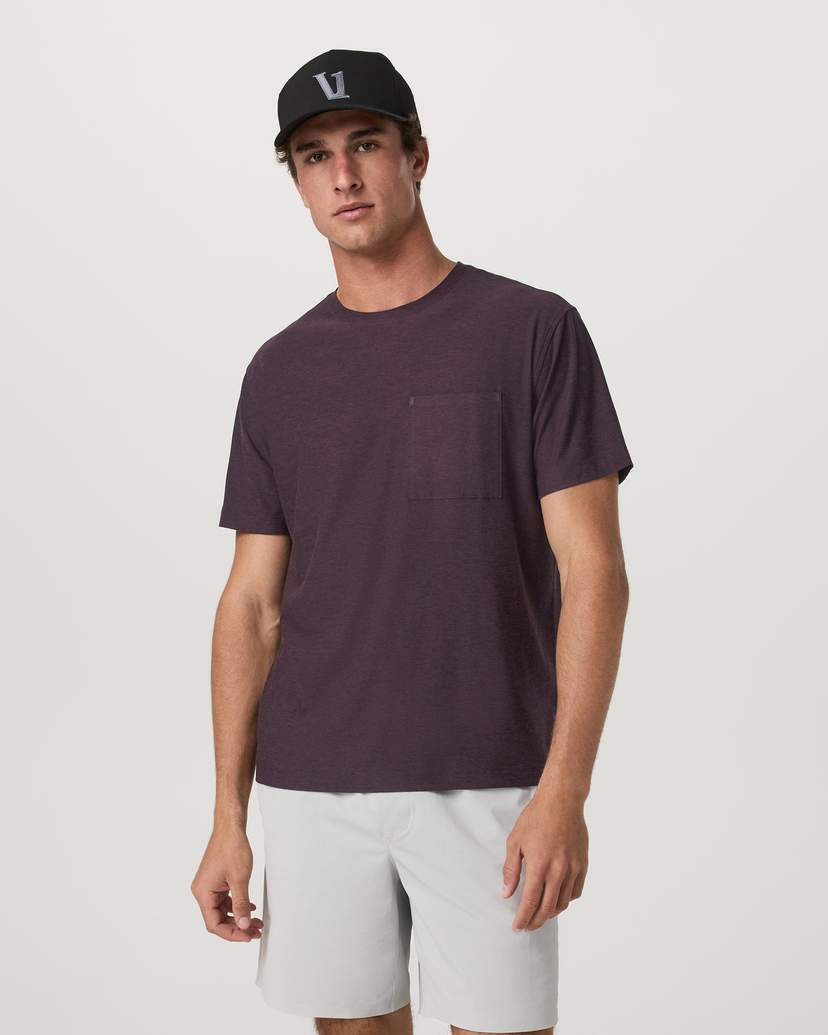 Short Sleeve Strato Pocket Tee - Relaxed Fit Raisin Heather